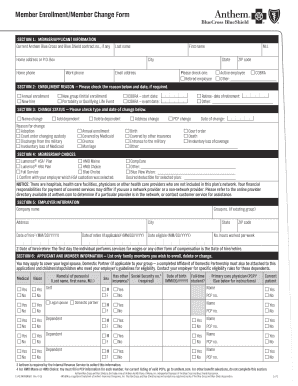 Anthem Blue Cross Member Enrollment Form