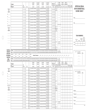 Basketball Score Sheet