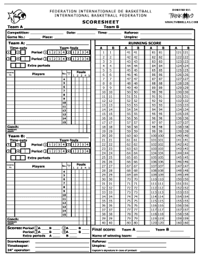 Basketball Scoresheet