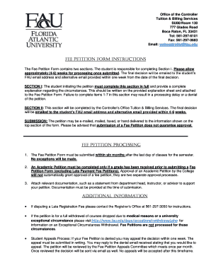 Florida Atlantic University Fee Petition Form
