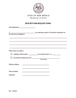 2016 Petition Signature Request Form