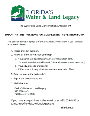 Florida Water and Land Conservation Amendment Petition
