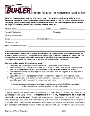 Parent Request to Administer Medication