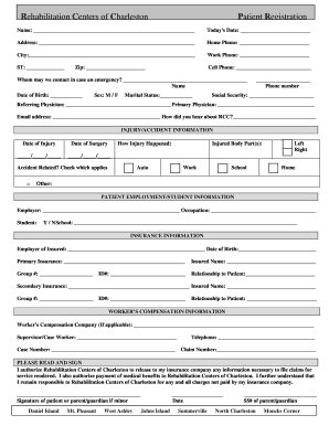 Patient Registration Form for Physical Therapy