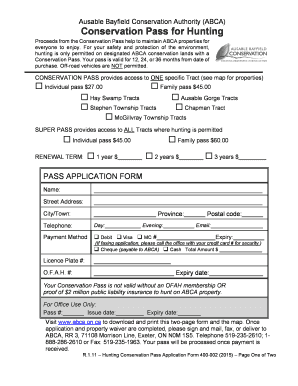 Hunting Conservation Pass Application Form