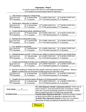 PHQ-9 Depression Assessment Form