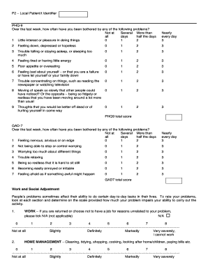 PHQ-9 and GAD-7 Mental Health Assessment Forms