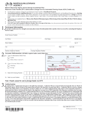 401(k) EFT Authorization Change Form
