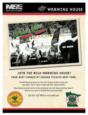 Minnesota Wild Warming House Deposit Order Form