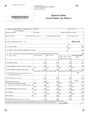 Colorado Special Event Sales Tax License Application and Return