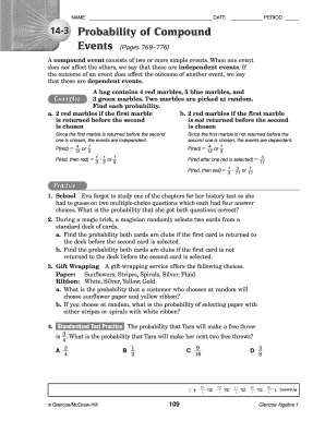 Probability of Compound Events Worksheet