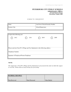 Form W-2 Request