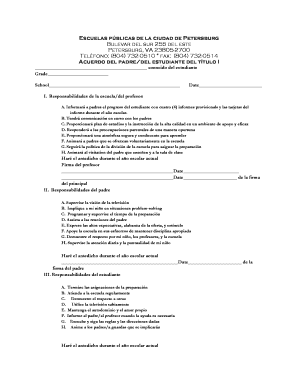 Acuerdo del padre/del estudiante del título I