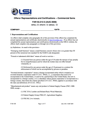 FAR 52.212-3 Offeror Representations and Certifications