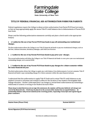 Title IV Federal Financial Aid Authorization Form
