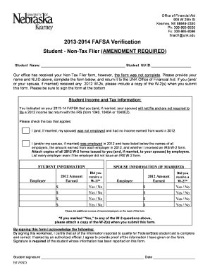2013-2014 FAFSA Verification Form