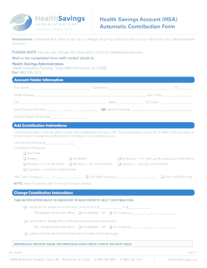 Health Savings Account Automatic Contribution Form