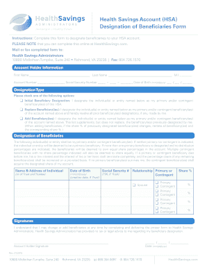 Health Savings Account Beneficiary Designation Form