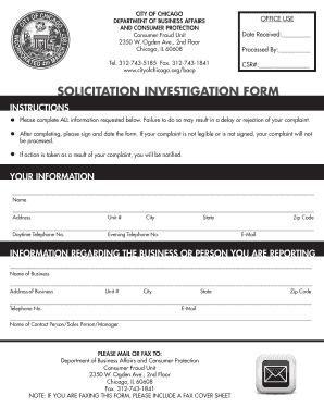 Chicago Solicitation Investigation Form