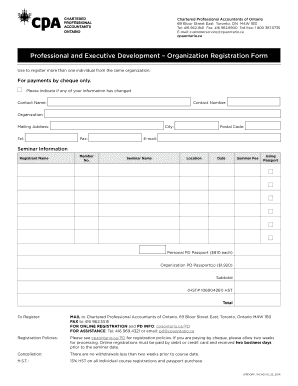 Professional Development Organization Registration Form