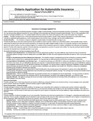 Ontario Automobile Insurance Application