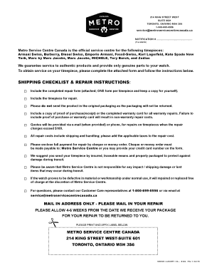 Watch Repair Form