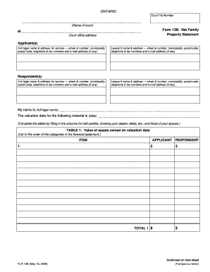 Ontario Net Family Property Statement Form 13B