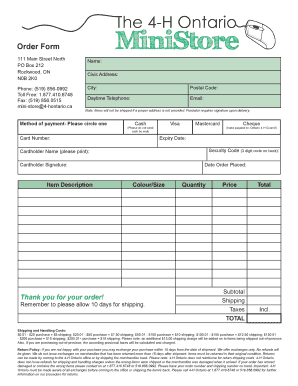 4-H Ontario Order Form