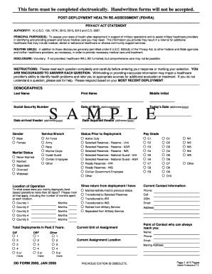 Post-Deployment Health Re-Assessment Form