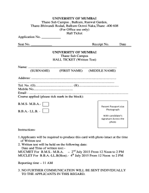 University of Mumbai Admission Hall Ticket