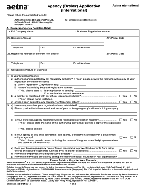 Aetna International Broker Application Form