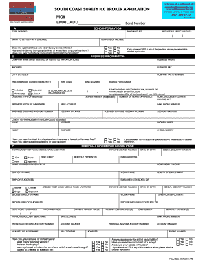 South Coast Surety ICC Broker Application