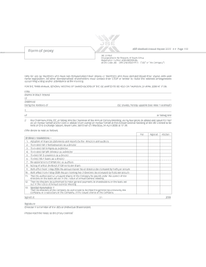JSE Limited Annual General Meeting Proxy Form