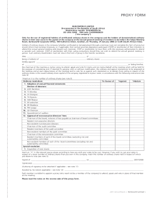 Proxy Form for Barloworld Annual General Meeting