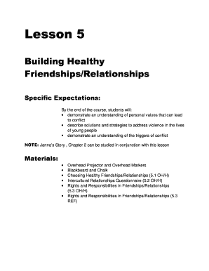 Choosing Healthy Friendships/Relationships Worksheet