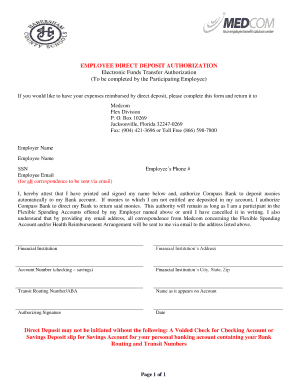 Employee Direct Deposit Authorization Form