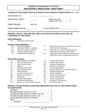 Womens Interagency HIV Study Non-Antiviral Medication Form