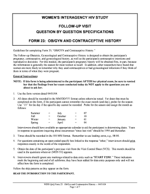 Ob/Gyn and Contraceptive History Form