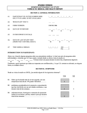 Formulario de Historia Médica del Estudio del VIH