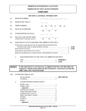 Women's Interagency HIV Study Abbreviated Visit Questionnaire
