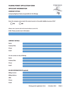 Filming Permit Application Form