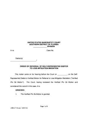Order of Referral to Loss Mitigation Mediation