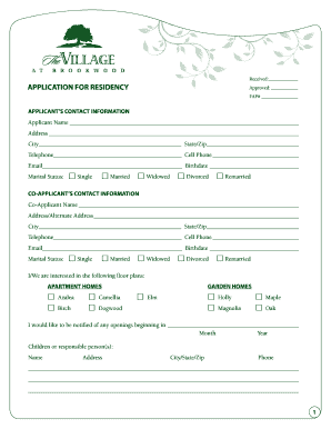 Application for Residency