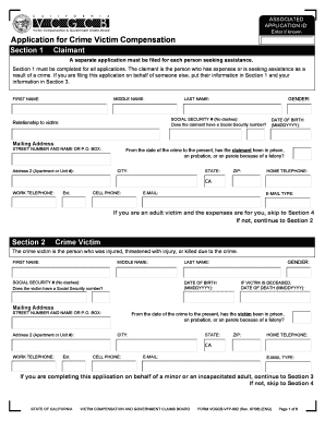 California Crime Victim Compensation Application