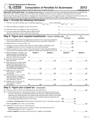 Illinois Business Tax Penalty Computation Form