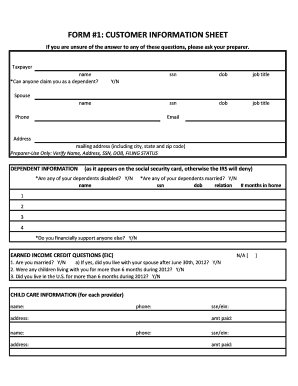 Customer Information Sheet