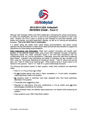USA Volleyball Referee Exam Form C