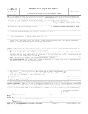 IRS Form 4506 Request for Copy of Tax Return