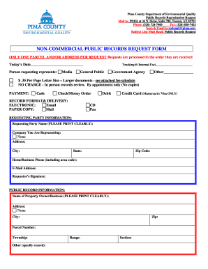 Pima County Public Records Reproduction Request