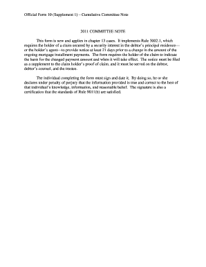 Official Form 10 Supplement 1 - Mortgage Payment Change Notice
